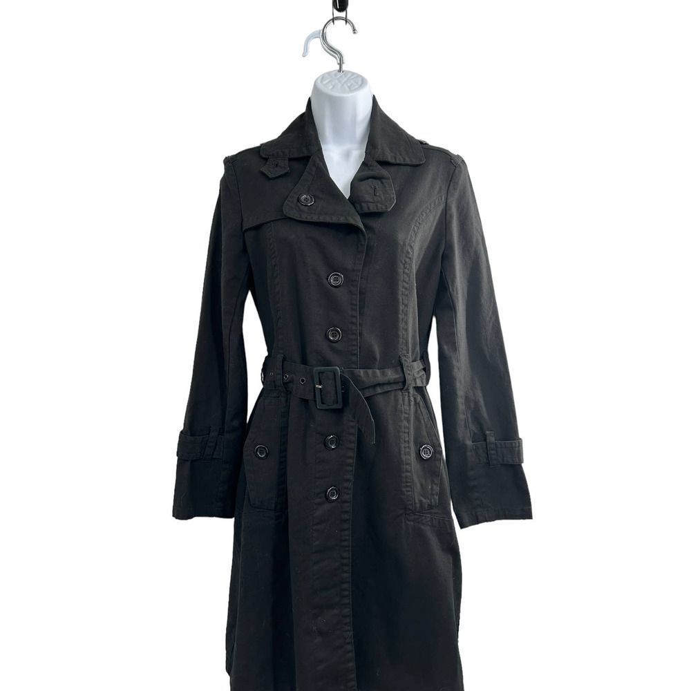Paris Blues Outerwear Black Double Breasted Cotton Blend‎  Coat Small